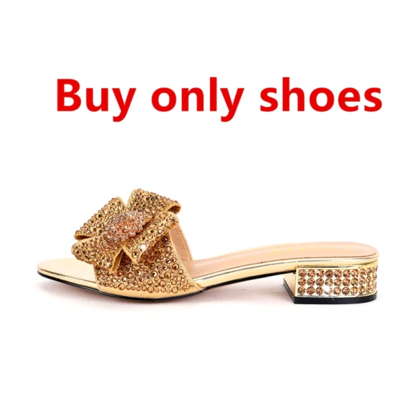 Zapatos para mujer, bolso de mano de lujo con diamantes de imitación, tacón plano, diamante, zapatillas planas de talla grande con piedra, bolso de cena 34-44 - Imagen 13