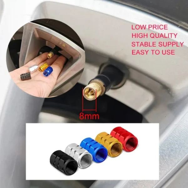 Tapas de válvula de neumático de rueda de coche de aleación de aluminio cubiertas de vástago de llanta de neumático Airdust impermeable para automóviles motocicletas camiones bicicletas 4 Uds. - Imagen 6