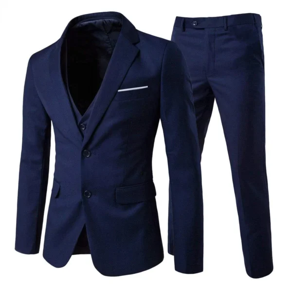 Trajes elegantes para hombre para boda, 3 piezas, 2 conjuntos de chaquetas, chaleco, pantalones, Blazers de lujo, traje clásico ajustado, traje Formal completo 2024 - Imagen 3