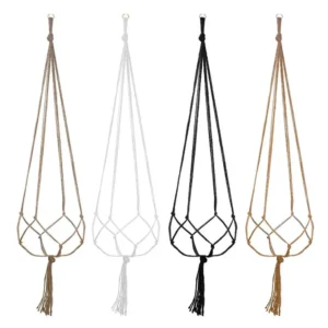 Cesta colgante de cuerda trenzada para maceta de flores, colgador de red de macramé de paja para jardín, soporte artesanal para plantas, accesorios de decoración de balcón, 1 piezas