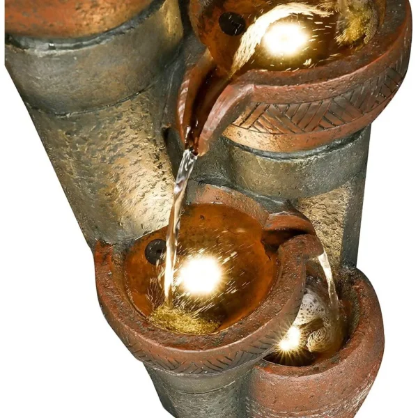Decoración de fuente de agua para jardín al aire libre de 5 niveles, fuente de resina para jardín, piso, patio, terraza, porche, patio trasero y decoración artística para el hogar (B - Imagen 5