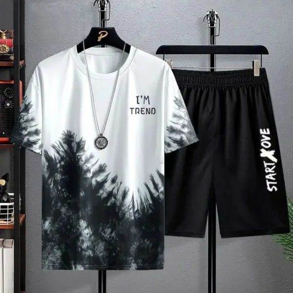 Chándales de moda, camiseta deportiva informal de manga corta con estampado 3D de seda helada y pantalones cortos, conjunto de baloncesto Conjuntos de verano de secado rápido para hombre - Imagen 8