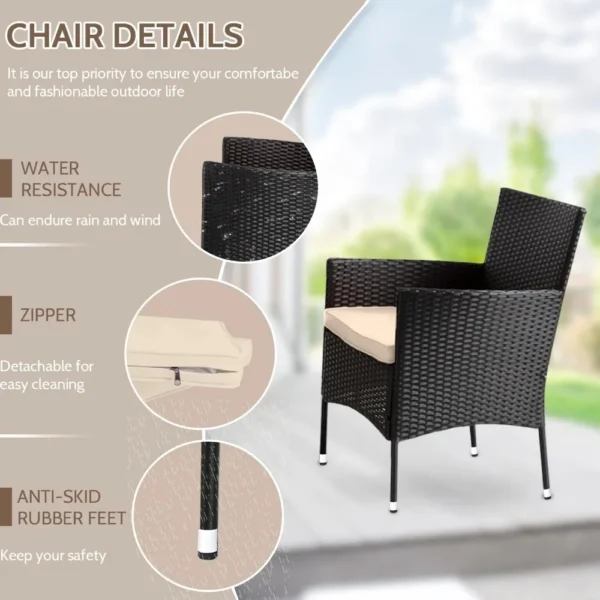 Juego de muebles de patio, 4 piezas, silla de ratán para exteriores, sofá de mimbre, juegos de bistró para conversación de jardín, patio, piscina o patio trasero - Imagen 5