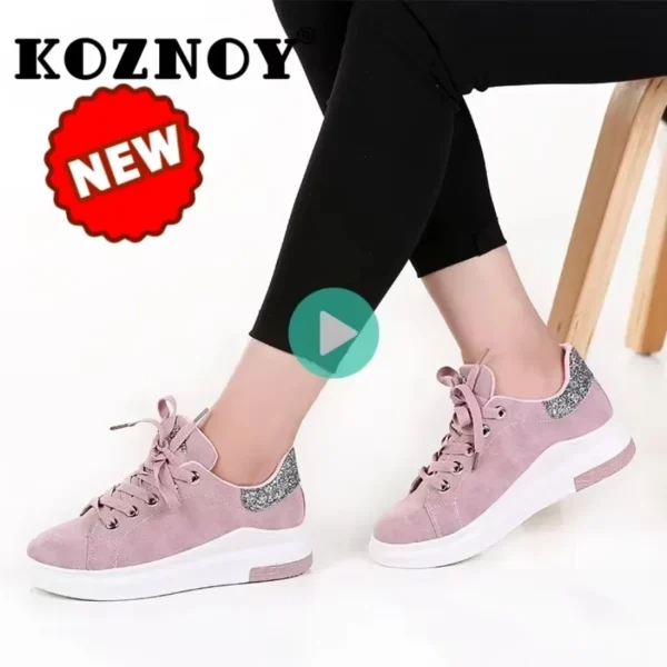 Zapatos de mujer, zapatillas de deporte, zapatos casuales suaves y cómodos, zapatos planos de moda para mujer, zapatos femeninos de PU - Imagen 2