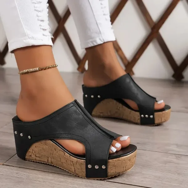 Sandalias de mujer, sandalias informales de lujo para mujer, sandalias romanas con plataforma abierta, sandalias de diseñador, novedad de verano 2025, zapatos de cuña Retro para mujer - Imagen 5
