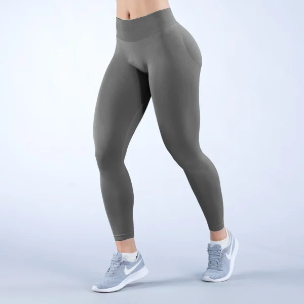 Pantalones de Yoga de cintura sólida sin costuras para mujer, pantalones deportivos ajustados sexis con cintura de tres secciones para levantamiento de cadera, pantalones de Yoga para ejercicio físico - Imagen 4