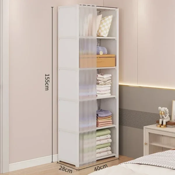 Armario a prueba de polvo, armario de almacenamiento multicapa con cortinas, muebles de dormitorio, armarios de gran capacidad, organizador de armario Simple - Imagen 13