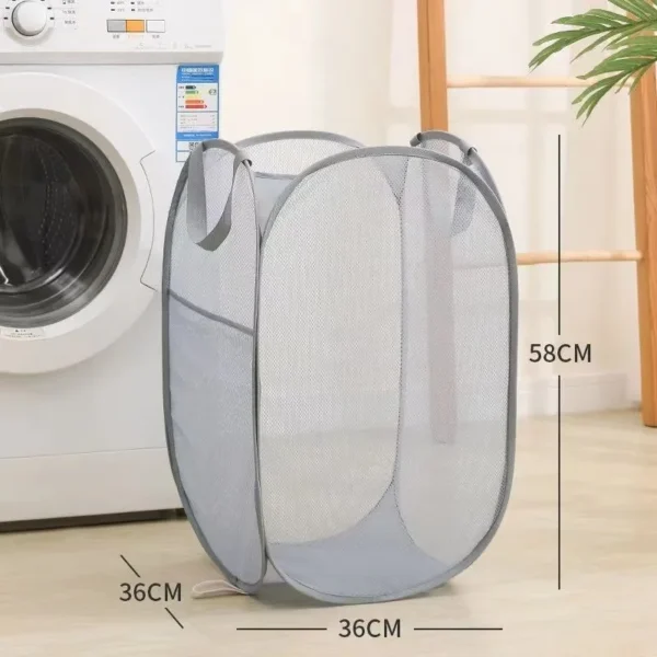 Cesta de lavandería sencilla y plegable duradera, organizador de almacenamiento de juguetes y ropa lavable grande, accesorios de baño transpirables de malla de moda - Imagen 10