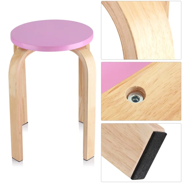 Taburete apilable de madera doblada antideslizante, con alfombrilla suave antideslizante, Color caramelo, muebles para el hogar, decoración de habitación de niños, 1 ud. - Imagen 2