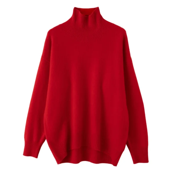 Suéter rojo de lana, jerséis informales holgados con cuello alto, prendas de vestir exteriores suaves de gran tamaño para invierno A 1103002 B B B WinvyNee-ropa de mujer - Imagen 2