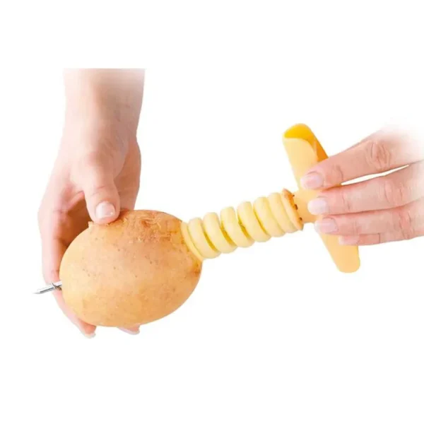 Rebanador de patatas creativo, bandeja giratoria para patatas, rebanador en espiral, cuchillo con mango, rollo de patata cortada, accesorios de cocina, herramientas para patatas - Imagen 3