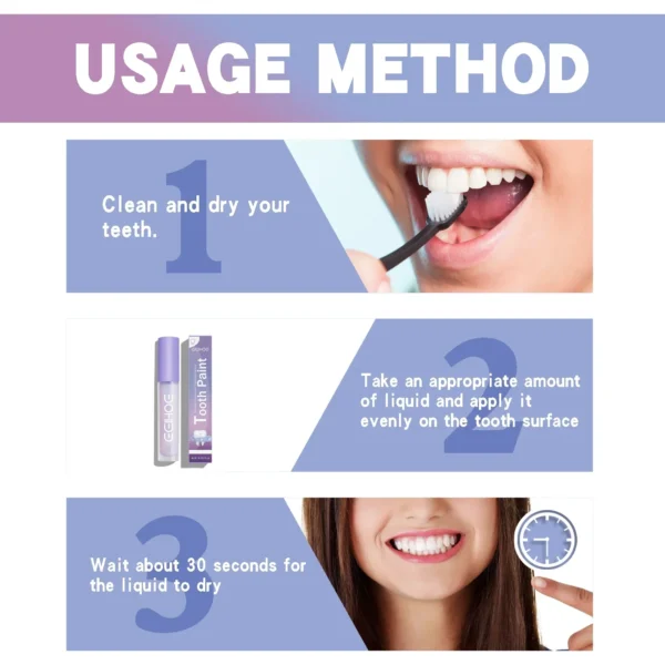 Kit de pintura para blanquear los dientes, eliminar pigmentos y manchas dentales, pintura blanca Natural instantánea, esmalte dental suave ajustado - Imagen 6