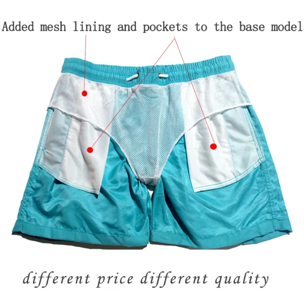 Pantalones cortos de baño para hombre, bañadores de secado rápido, traje de baño transpirable con cordón y bolsillos para surfear en la playa y verano - Imagen 2