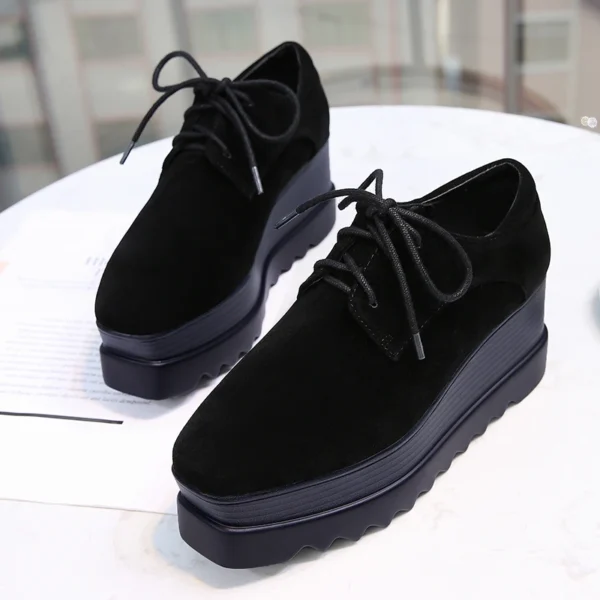 Zapatillas gruesas de ante de vaca para mujer, zapatos cómodos de felpa con plataforma de 7,5 cm, para Otoño e Invierno - Imagen 7