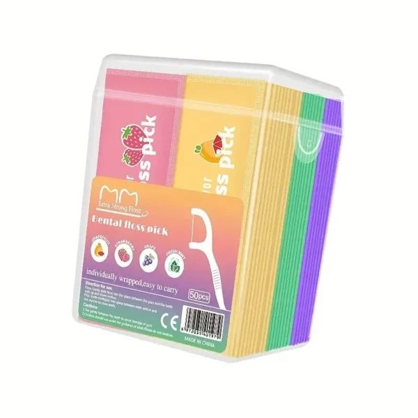 Hilo dental con sabor a fruta, portátiles, desechables e higiénicas para limpieza profunda y cuidado bucal adecuado, viajes 50 púas - Imagen 5
