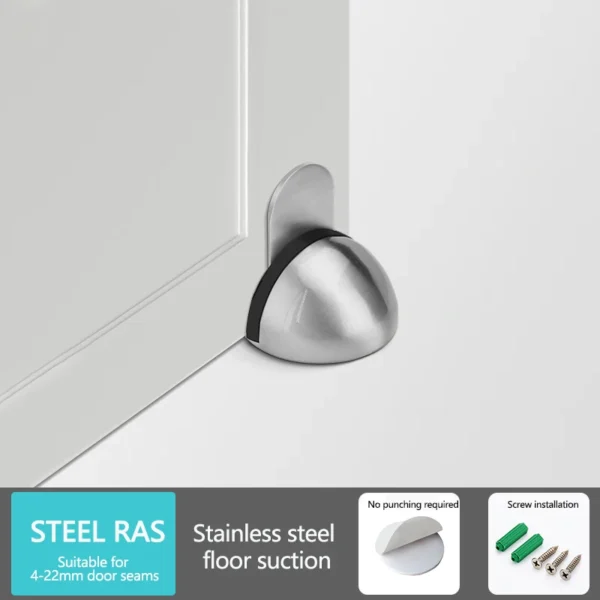 Succión de puerta magnética de acero inoxidable, sin puerta de impacto, anticolisión semicircular de goma, tapón de puerta no magnético - Imagen 14