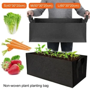 Bolsa para plantar jardín con asas, bolsa de cultivo de fieltro de varios tamaños, maceta rectangular para plantar vivero, vegetales, tomates y patatas
