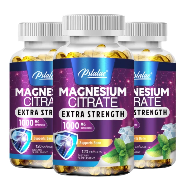 Citrato de magnesio-Soporte muscular, nervioso y energético, salud del corazón mejorada-120 cápsulas