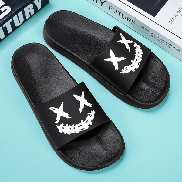 Zapatillas para hombres desgastadas externamente verano chanclas de moda baño antideslizante interior y hogar sandalias - Imagen 3