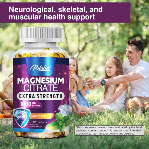 Citrato de magnesio-Soporte muscular, nervioso y energético, salud del corazón mejorada-120 cápsulas - Imagen 4