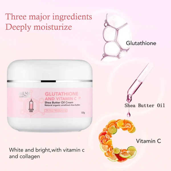 AILKE Crema blanqueadora y aclaradora, adecuada para rostro y cuerpo, aceite de manteca de karité, reparación hidratante intensa Natural de piel agrietada - Imagen 3