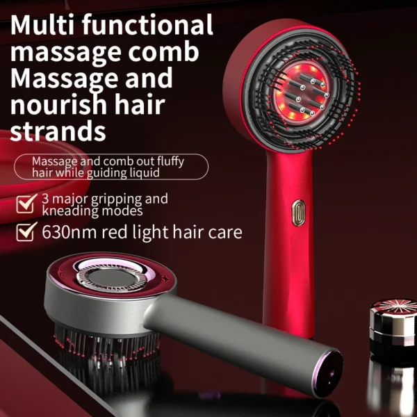 Cepillo eléctrico para el crecimiento del cabello con máquina de luz infrarroja, masaje del cuero cabelludo del punto de acupuntura, ejercicio antipérdida de cabello, peines para depurar el cabello - Imagen 2