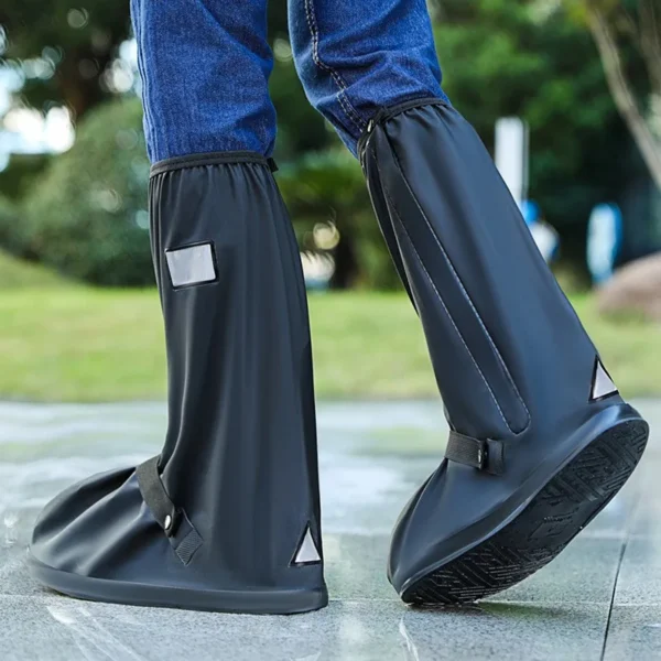Zapatos antideslizantes de tubo alto, impermeables, resistentes al agua, cubiertas de zapatos para exteriores gruesas y resistentes al desgaste para hombres y mujeres
