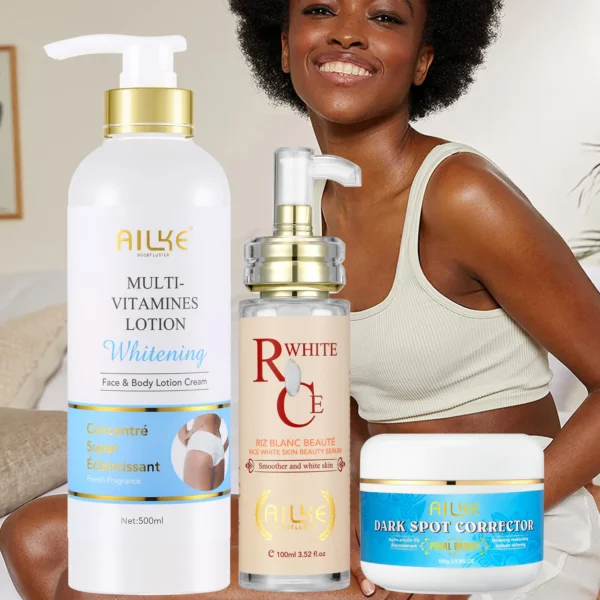 AILKE Kit de cuidado de la piel aclarador multivitamínico natural, hidrata, tonificación uniforme, elimina las imperfecciones, limpia y calmante de la piel