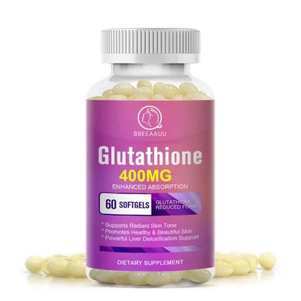BBEEAAUU-cápsulas de glutatión, soporte para blanqueamiento de la piel, mejora la luminosidad, antiarrugas y Antienvejecimiento, desintoxicación, salud del ver