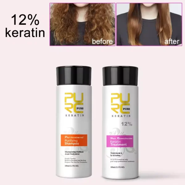 PURC-Juego de champú purificador de queratina brasileña, suavizante, alisado, tratamiento del cabello de queratina, reparación, productos para el cuidado del cabello rizado - Imagen 10