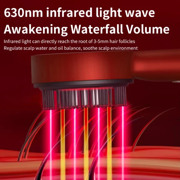 Cepillo eléctrico para el crecimiento del cabello con máquina de luz infrarroja, masaje del cuero cabelludo del punto de acupuntura, ejercicio antipérdida de cabello, peines para depurar el cabello - Imagen 5