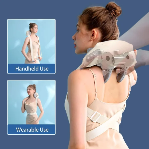 Masajeador de cuello y hombros, masajeadores de espalda Shiatsu de tejido profundo con calor para aliviar el dolor, amasado eléctrico, masaje muscular para apretar - Imagen 3
