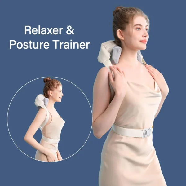 Masajeador de cuello y hombros, masajeadores de espalda Shiatsu de tejido profundo con calor para aliviar el dolor, amasado eléctrico, masaje muscular para apretar - Imagen 5
