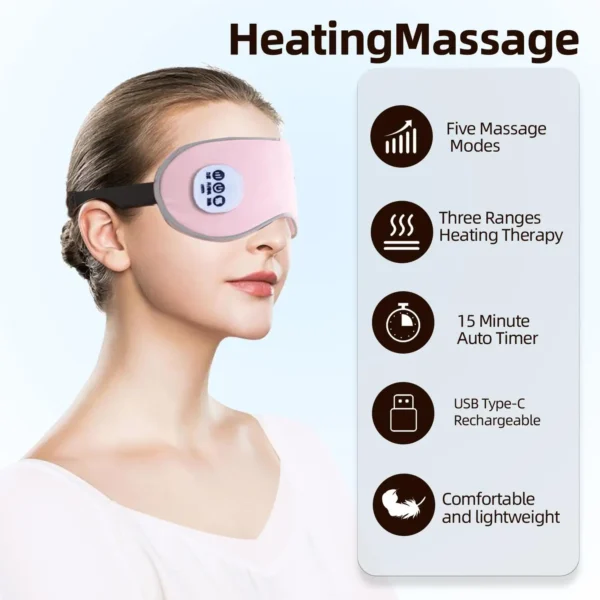 Mascarilla de ojos con calor y hielo, masajeador eléctrico para ojos, alivia la fatiga ocular, ojeras, máscara para dormir, sombra de ojos - Imagen 4
