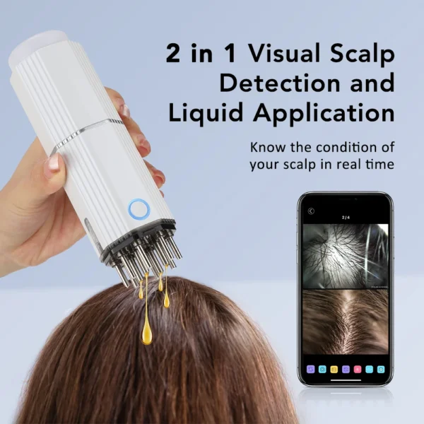Aplicador de cabello Visual eléctrico, masajeador del cuero cabelludo, 60Ml, EMS, tratamiento de luz roja, aplicador de crecimiento, masaje de cabeza, relajación del crecimiento del cabello