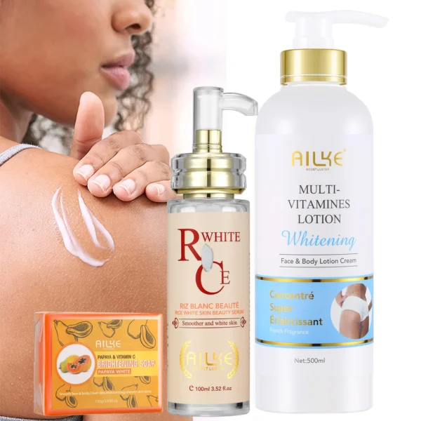 AILKE Kit de cuidado de la piel aclarador multivitamínico natural, hidrata, tonificación uniforme, elimina las imperfecciones, limpia y calmante de la piel - Imagen 13