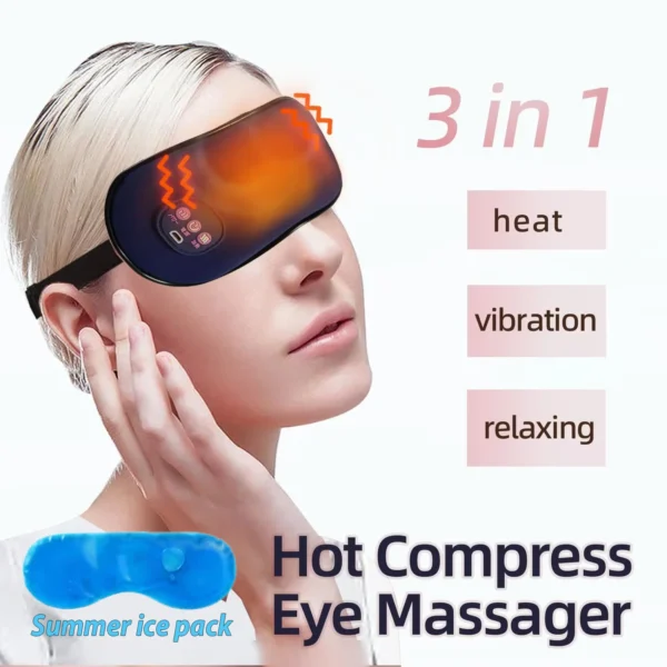 Mascarilla de ojos con calor y hielo, masajeador eléctrico para ojos, alivia la fatiga ocular, ojeras, máscara para dormir, sombra de ojos - Imagen 2