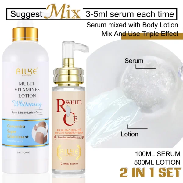 AILKE Kit de cuidado de la piel aclarador multivitamínico natural, hidrata, tonificación uniforme, elimina las imperfecciones, limpia y calmante de la piel - Imagen 9