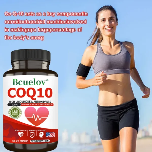 Cápsulas de coenzima Q-10 - Antioxidante natural, cápsulas de CoQ10 de 100 mg - Salud cardiovascular, Salud inmunológica, Cuidado de la piel - Imagen 6