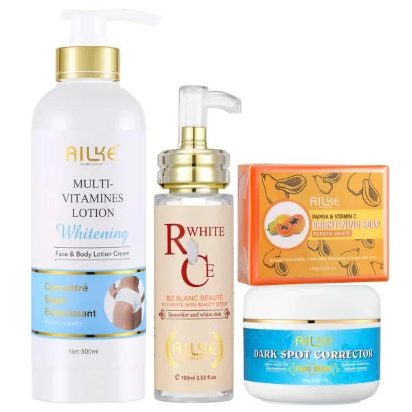AILKE Kit de cuidado de la piel aclarador multivitamínico natural, hidrata, tonificación uniforme, elimina las imperfecciones, limpia y calmante de la piel - Imagen 11