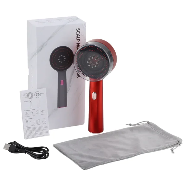 Cepillo eléctrico para el crecimiento del cabello con máquina de luz infrarroja, masaje del cuero cabelludo del punto de acupuntura, ejercicio antipérdida de cabello, peines para depurar el cabello - Imagen 7