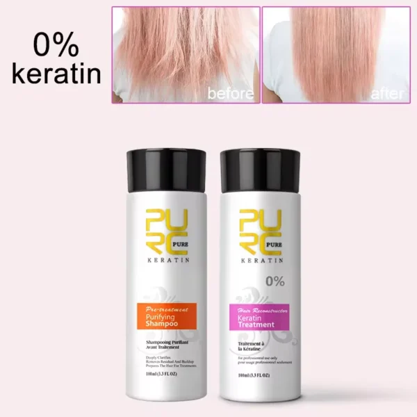 PURC-Juego de champú purificador de queratina brasileña, suavizante, alisado, tratamiento del cabello de queratina, reparación, productos para el cuidado del cabello rizado - Imagen 7