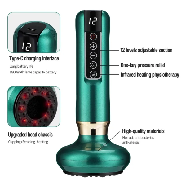 Electric Cupping Massager Vacuum Suction Cup GuaSha Anti Cellulite Beauty Health Scraping Infrared Heat Body Slimming Massage - Imagen 6