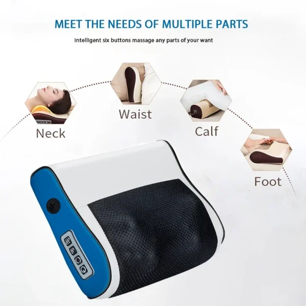 Masajeador multifuncional para cuello y hombros, herramienta para amasar cuello y espalda para el hogar con masaje de compresión caliente ajustable múltiple - Imagen 4