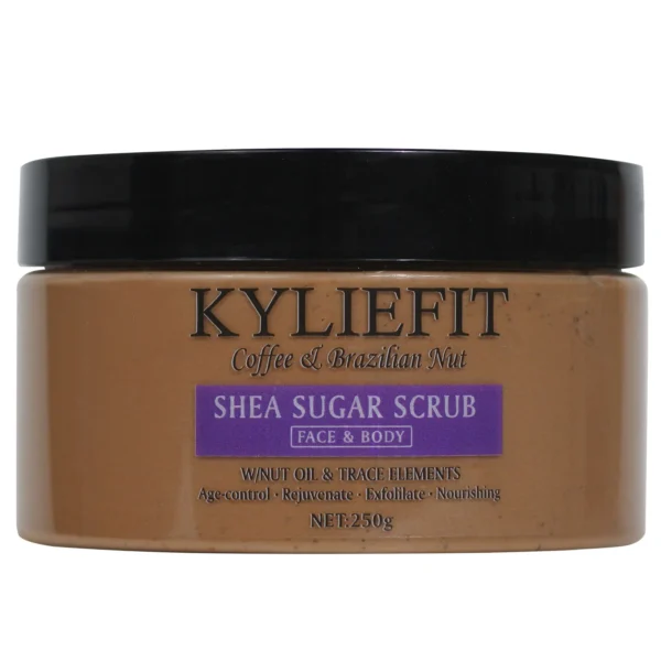 KYLIEFIT exfoliante de café y nueces brasileñas, exfoliante de azúcar de karité, aclara, rejuvenece, exfolia, nutre, limpia la piel, uso facial y corporal - Imagen 10