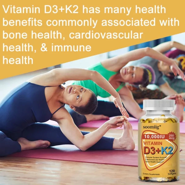 Suplemento de vitamina D3 y K2 10000 IU Salud inmune, cabello, piel y uñas Salud de articulaciones, huesos, cardiovascular y inmune. - Imagen 4