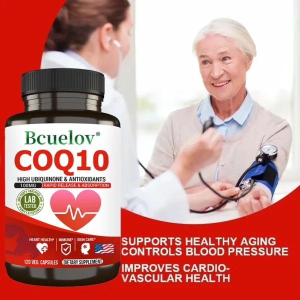 Cápsulas de coenzima Q-10 - Antioxidante natural, cápsulas de CoQ10 de 100 mg - Salud cardiovascular, Salud inmunológica, Cuidado de la piel - Imagen 5