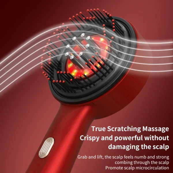 Cepillo eléctrico para el crecimiento del cabello con máquina de luz infrarroja, masaje del cuero cabelludo del punto de acupuntura, ejercicio antipérdida de cabello, peines para depurar el cabello - Imagen 3