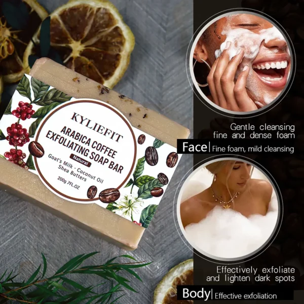 KYLIEFIT exfoliante de café y nueces brasileñas, exfoliante de azúcar de karité, aclara, rejuvenece, exfolia, nutre, limpia la piel, uso facial y corporal - Imagen 5