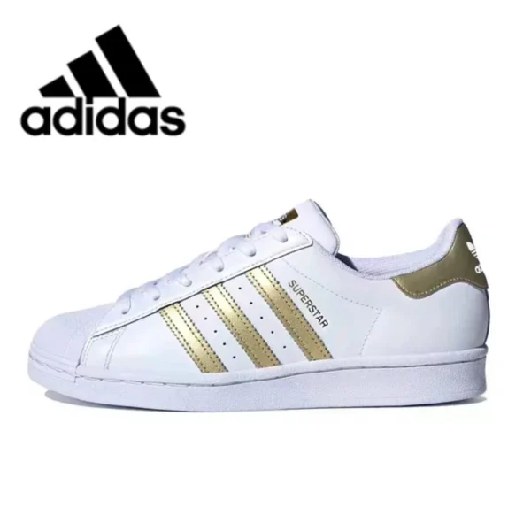 Adidas Originals Superstar oro blanco Low-top clásico Casual hombres mujeres zapatos de skate FX7483 - Imagen 9